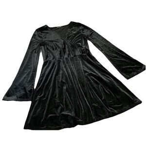 EXPRESS Womens Dress Black Velvet Ribbed Shimmer Ruched Petite S Elegant Sexy